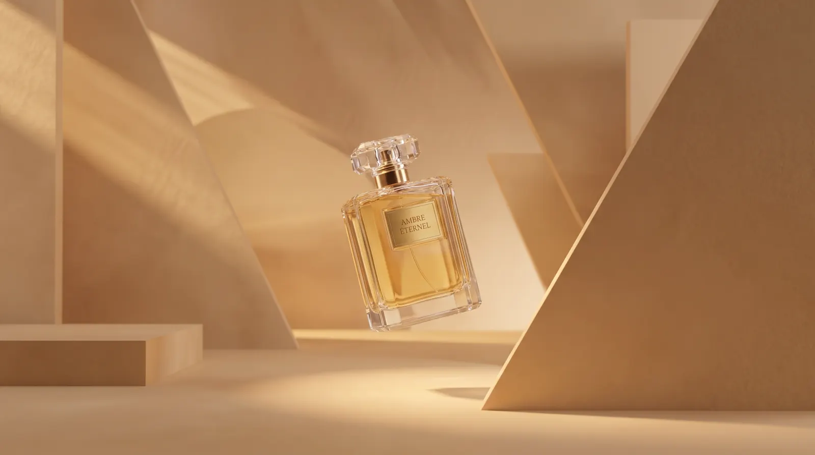 Frame from an AI video ad for Ambre Eternel perfume
